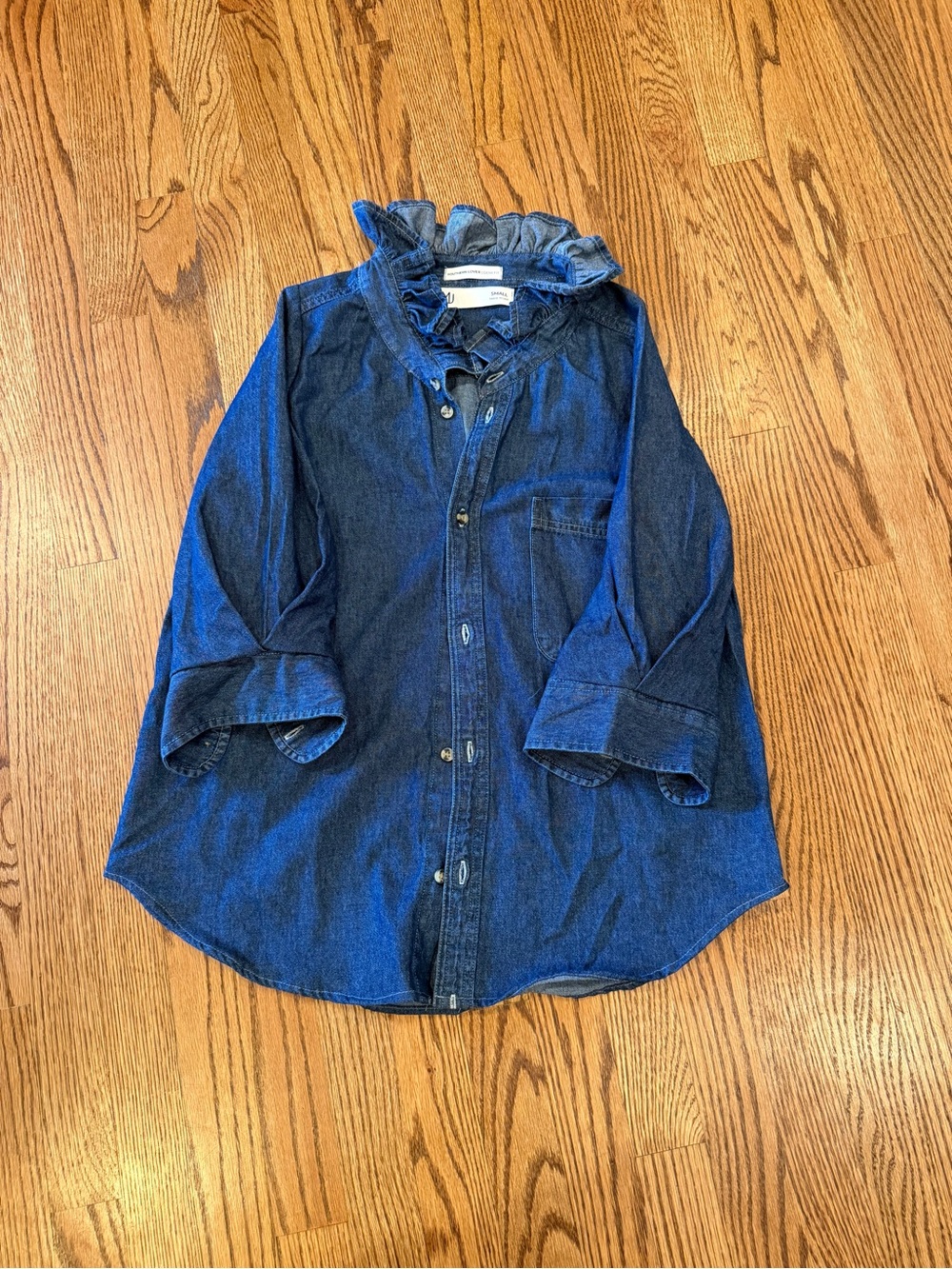KMJ Southern Lover Denim Denim Ruffle Button-Front Shirt - Picture 8 of 10